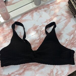 SHEIN Black Textured Bikini Top